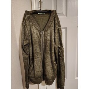 Maurices Olive Green Y2K Full Zip Cardigan Sweater Utility Pocket Womens XL